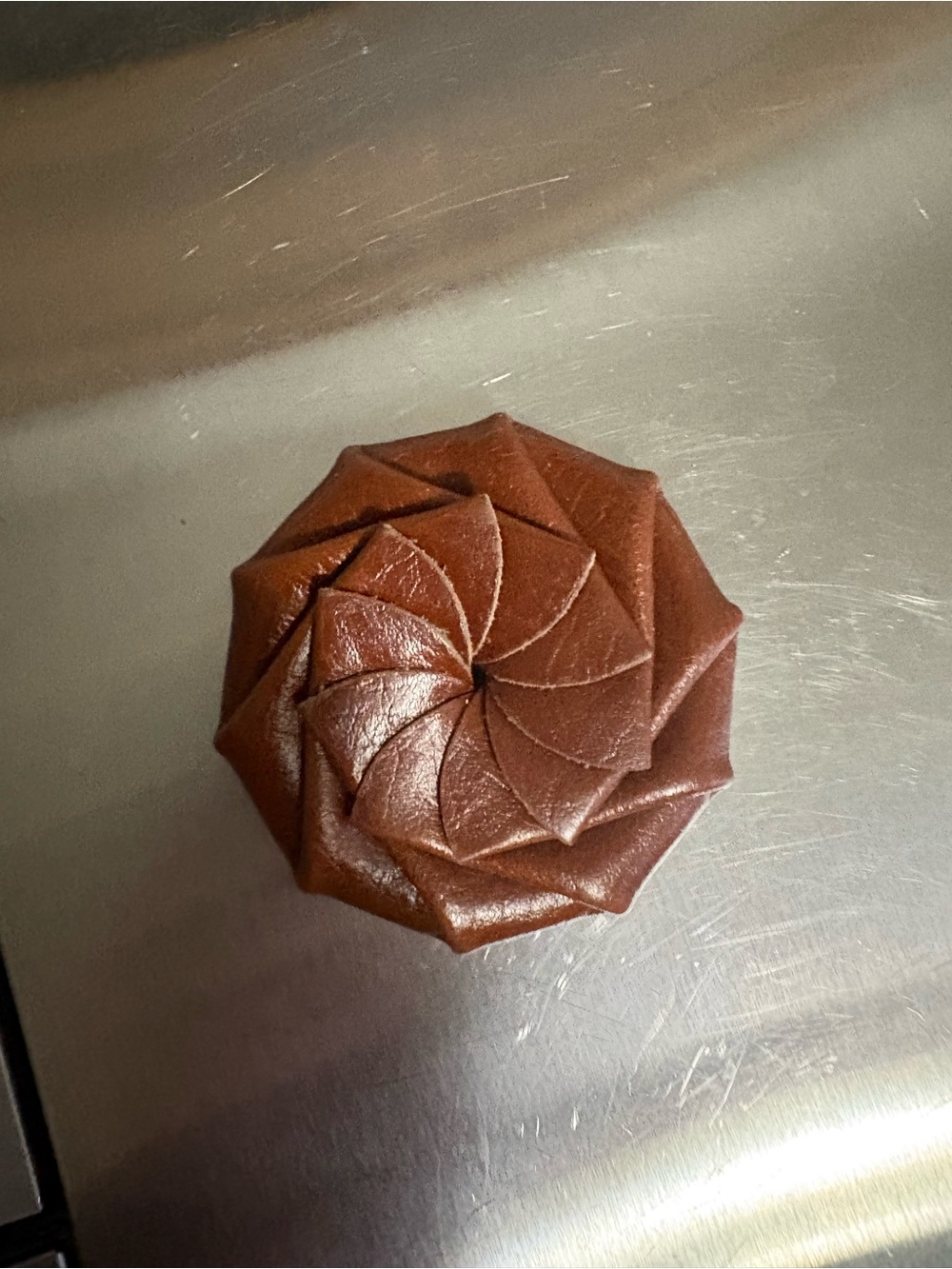 Brown Floral Folded Leather Coin Pouch